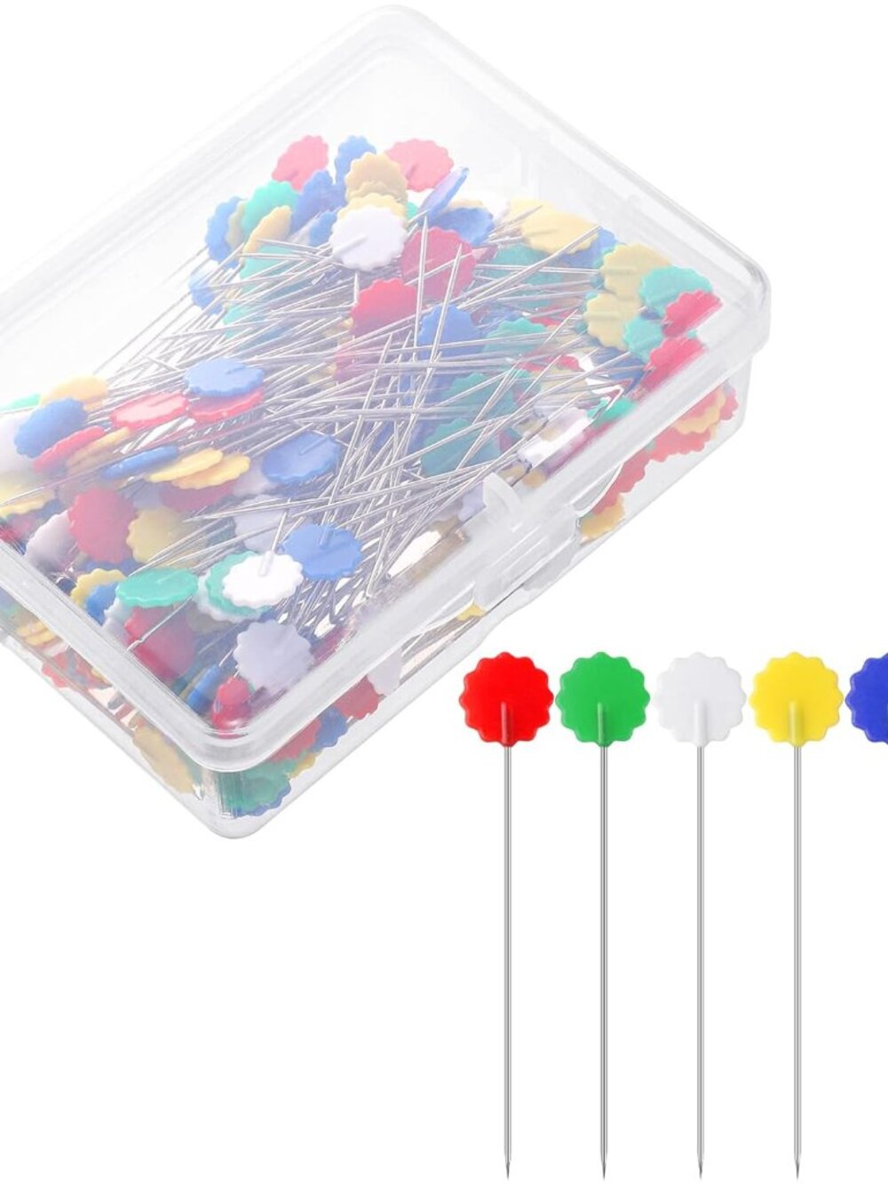 200 Pieces Flat Head Straight Pins, Flower Head Sewing Pins Quilting Pins for Se
